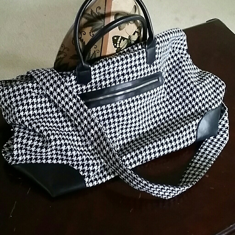 Overnight Black and White Checker Travel Bag